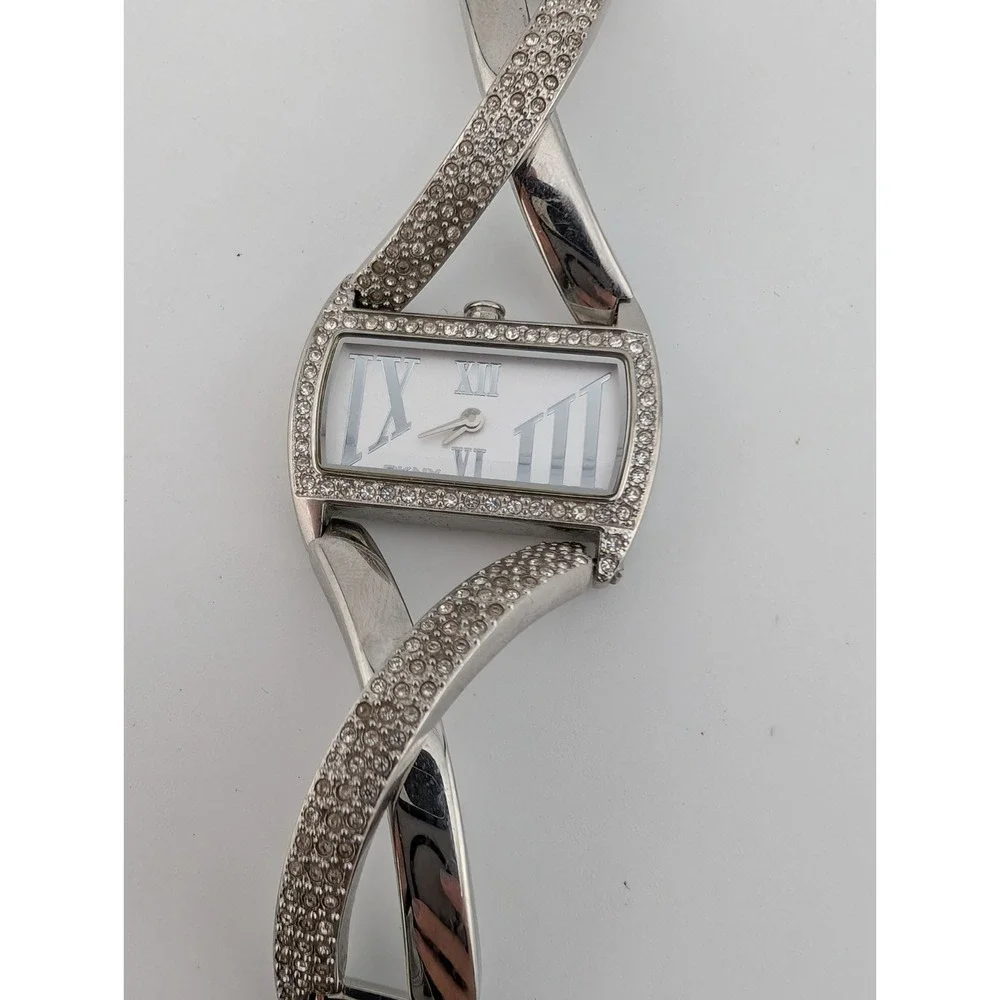 DKNY Pave Crystal Watch Women 28mm Case‎ Silver 6.5